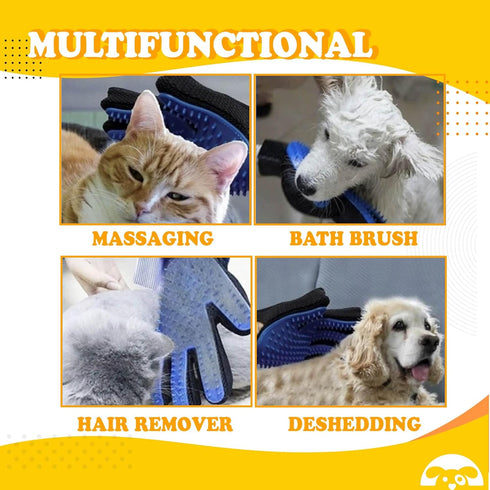 PetnBeyond Deshedding and Grooming Gloves - Gentle Effective Pet Care Gloves for Cats and Dogs - Ultimate Massaging and Comfort - Suitable for Lon...
