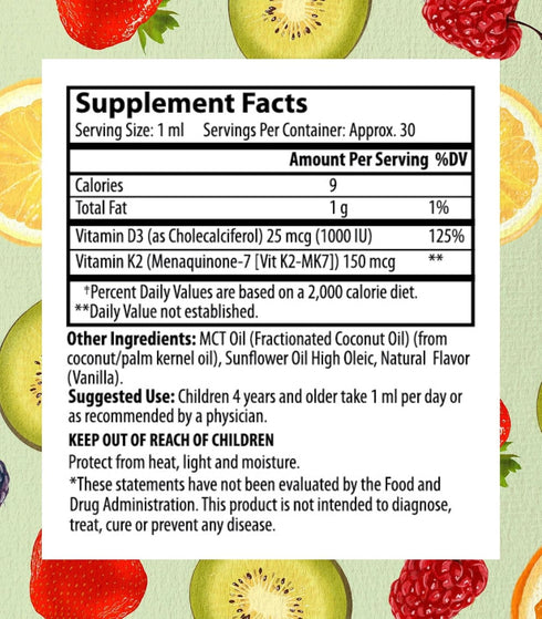 Go Healthy Kids Vitamins D3 K2 (MK-7), Child Vitamin D, Liquid Vegan D3 K2 Drops for Kids, Sugar-Free, Easy-to-Absorb, Children's Growth & Immune ...