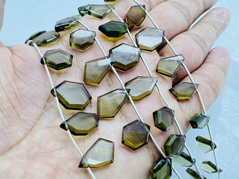 1 Strand Smoky Quartz 11 Pcs Beads Size 3.5x13-4.5x16.5mm Fancy Shape Cut Faceted Beads for Jewellery Making, Beading & Craft Supplies KCRAFTS-RK_...