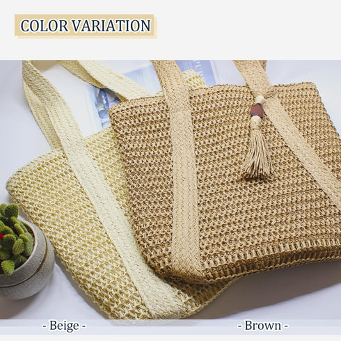Straw Beach Bag for Women Woven Structured Tote Bag Summer Shoulder Handbags...