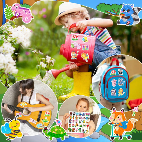 MDCGFOD 46Pcs 5D Diamond Art Stickers for Kids Kits by Numbers Cute Animals Creative Diamond Art for Kids Crafts for girls ages 6-12 Easy for Kids...
