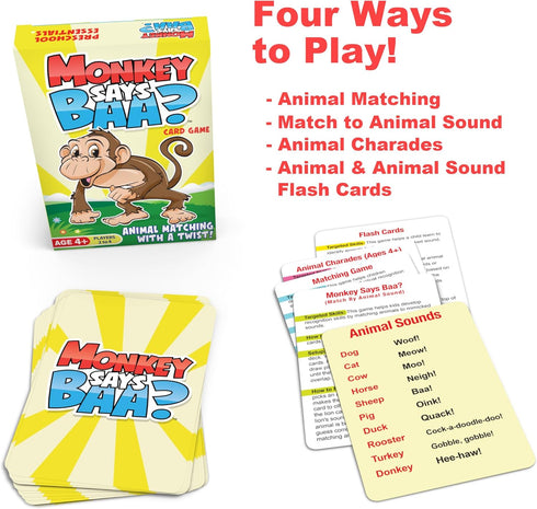 Monkey Says Baa? Animal Matching Game for Kids Ages 4+, Play Traditional Matching or Match to Mimicked Animal Sounds...