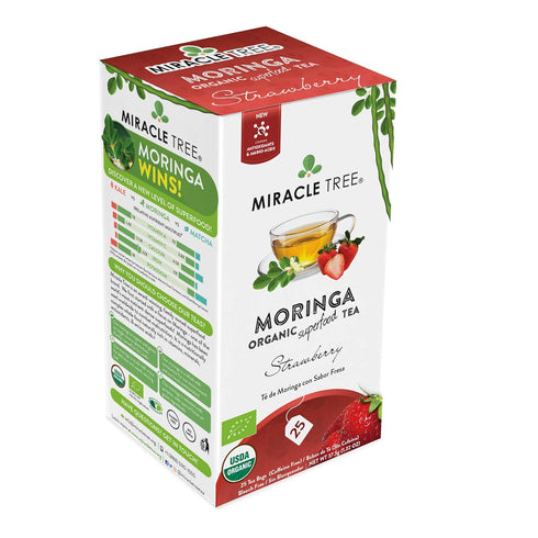 Miracle Tree - Organic Moringa Superfood Tea, 25 Individually Sealed Tea Bags, Strawberry (Keto, Detox, Energy & Immunity Booster, Vegan, Gluten-F...
