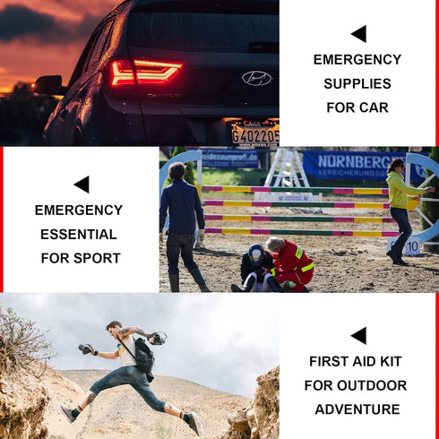 Travel-First Aid-Kit Car-Home 300PCS Survival-Kit Outdoor-Adventure - Small Portable Red Emergency Essential Sets Office Hiking Camping Business P...