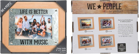 Pavilion Gift Company 67724 Life is Better Music People 4x6 MDF Easel Back Wall Hanging Picture Frame, Brown...