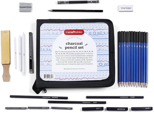 Incraftables Drawing Pencils for Sketching & Shading. Art Sketch Pencils Set for Adults & kids. Drawing Supplies Sketch Kit with 21 Graphite & Cha...