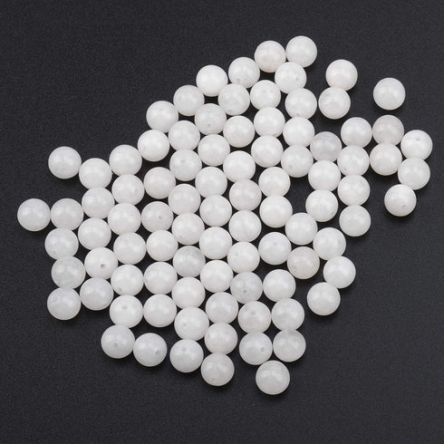 LPBeads 100pcs Polished 8mm Round Natural White Jade Gemstone Loose Beads with Stretch Cord for Jewelry Making Bracelets...