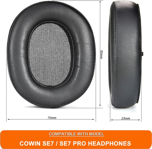 SE7 Earpads Ear Cushions Replacement Cover Compatible with COWIN SE7 / SE7 PRO Headphones,High-Density Noise Cancelling Foam,Softer Leather,Added ...