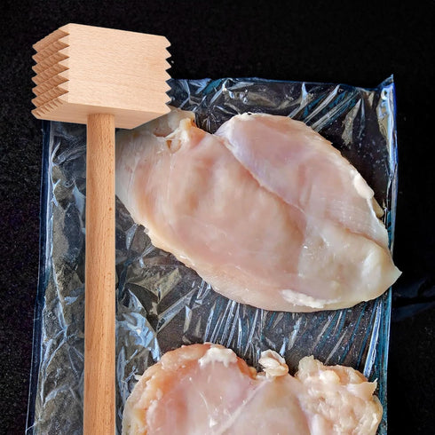 HIC Kitchen Wooden Meat Tenderizer Mallet Marinating Prep Tool, Double Sided, FSC-Certified Beechwood, 12.5-Inches...