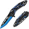 3.3" Pocket Knife, Folding Knife, 8Cr15MoV Stainless Steels Blade, Aluminum Alloy Handle, Blue Devil Design, 2024 Outdoor Gadget Gift...