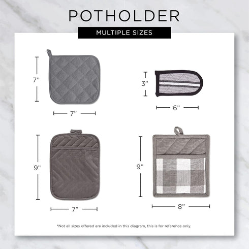 DII Basic Terry Collection Quilted 100% Cotton, Pan Handle, Black, 3 Piece...