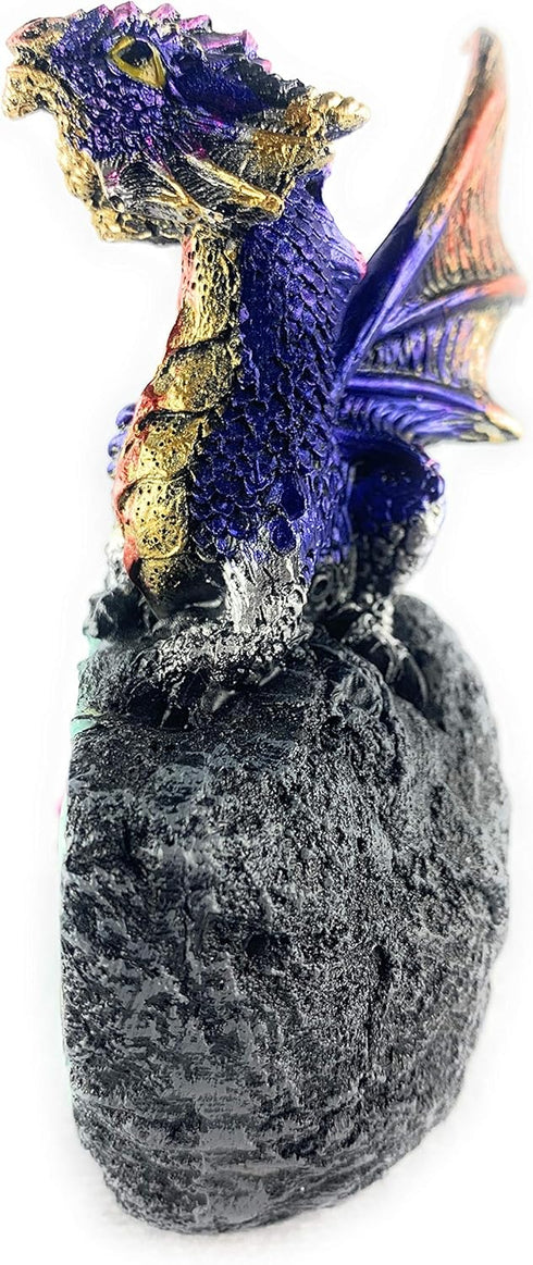 Ain’t It Nice Dragon Statue Rock Faux Geode Cavern Sparkling Medieval Collectible Fantasy Dragon Figurine Décor, Blue 3(L) X 1.5(W) X 4(H) inches...