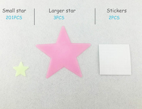 204PCS 1.2" Glow in The Dark Luminous Stars Fluorescent Noctilucent Plastic Wall Stickers Decals for Home Ceiling Wall Baby Kids Bedroom (Multi-Co...