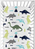 Fitted Crib Sheet for Blue and Green Modern Dinosaur Baby/Toddler Bedding Set Collection - Dinosaur Print...