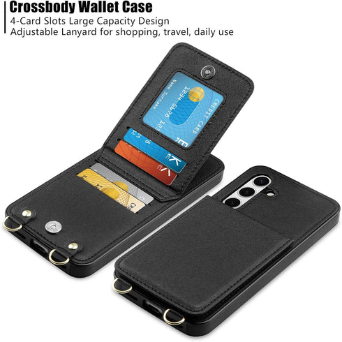 Vofolen for Samsung Galaxy S24 Plus Wallet Case with Card Holder Crossbody Lanyard Strap Leather Case with Magnetic Clasp Kickstand for Women Prot...