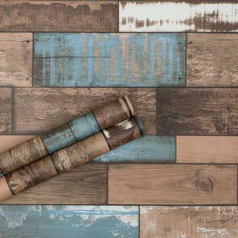 Faux Wood Look Textured Wallpaper(17.71" × 9.84ft), Shiplap Peel and Stick Vinyl Wallpaper, Self Adhesive Waterproof Contact Wall Paper...