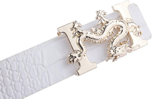 ALAKA Dragon Buckle Alligator Pattern Leather Mens Belt…...