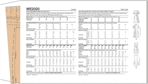 Know Me Misses' and Women's Color Block Wrap Dress Sewing Pattern Packet by Keechii B Style, Design Code ME2020, Sizes 20W-22W-24W-26W-28W...