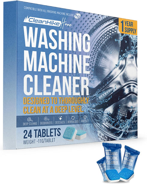 Washing Machine Cleaner Descaler Tablets - (24 Tablets, 1 Year Supply) Eco-Friendly Deep Cleaning Tablets for HE Front & Top Loader Washer, Remove...