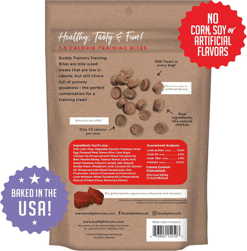 Buddy Biscuits Trainers Training Bites Soft & Chewy Dog Treats, Beef, 10 oz. Pouch...