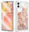 ANSHOW for Samsung Galaxy A05 Case, Shockproof Clear TPU Liquid Glitter Case with 1 Screen Protector, Bling Gold Glitters Case for Samsung A05 for...