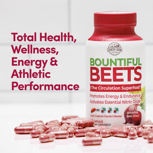 COUNTRY FARMS Bountiful Beets Capsules, Wholefood Beet Extract Superfood, Natural Nitric Oxide Booster, Beet Root Powder, Circulation and Immune S...