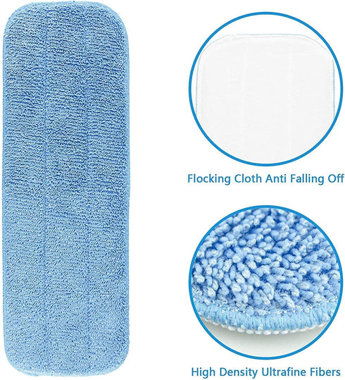 Reusable Microfiber Mop Pads, 6 Pack 18''x 6'' Mop Head Replacement, Wet/Dry Home & Commercial Cleaning Scrubbing Floor Mop Pad- Blue...