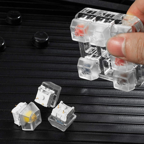 Kailh BOX Switch Tester Mechanical Keyboards Retooled Sampler 9-Key Switch Testing Tool, with Keycap Puller and 18 O Rings, Navy Jade White Red Bl...