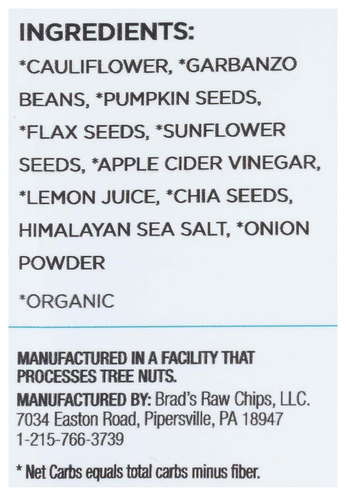Brad's Raw Organic Sea Salt Cauliflower Veggie Flats, 3 OZ...