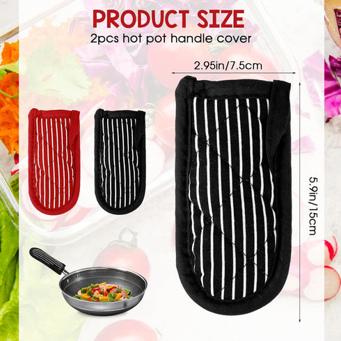 Striped Cast Iron Skillet Handle Cover, Pan Pot Handle Covers Heat Resistant, Hot Handle Covers Durable Pot Holder Sleeve, Machine Washable Handle...