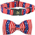 Elegant little tail Independence Day Dog Collar, Holiday Pet Collar with Bow Dog Durable Patriotic Dog Collars Pet Gift Adjustable Dog Collar for ...