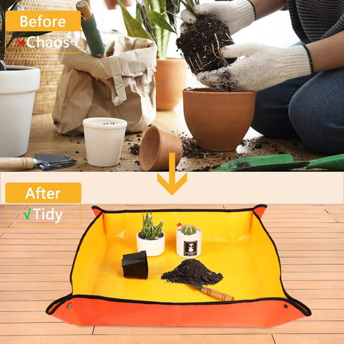 30" x 30" Large Repotting Mat for Transplanting & Potting Soil Mess Control, Waterproof Plant Potting Mat, Succulent Orchid Potting Tray for Plant...