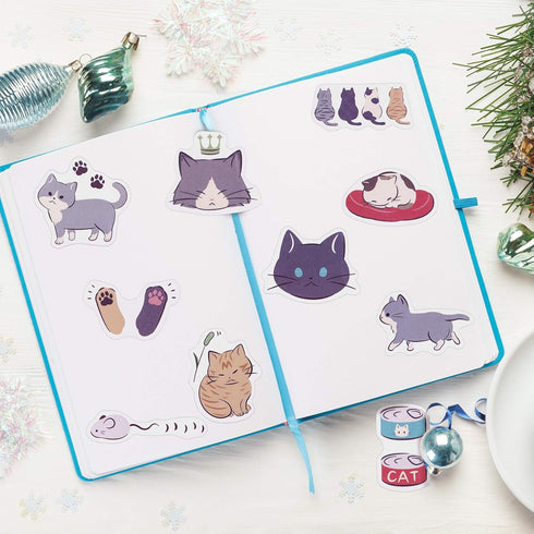 OIIKI 225 PCS Cat Scrapbook Stickers, Mini Size Laptop Stickers Decals, DIY Decoration Stickers for Scrapbook, Laptop, Travel Case, Calendars (5 P...