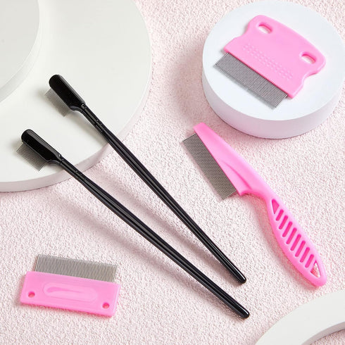 5 Pieces Dog Eye Combs Tear Stain Remover Combs Pet Grooming Comb for Small Dogs Gently Removing Eye Mucus and Crust (Pink, Black)...