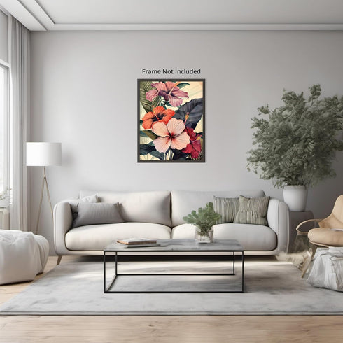 Posterizer 1 pcs-vibrant unique blush , coral flowers-Floral & Botanical Art-Abstract & Modern Art-Decor for Home & Office- UNFRAMED Wall Art...