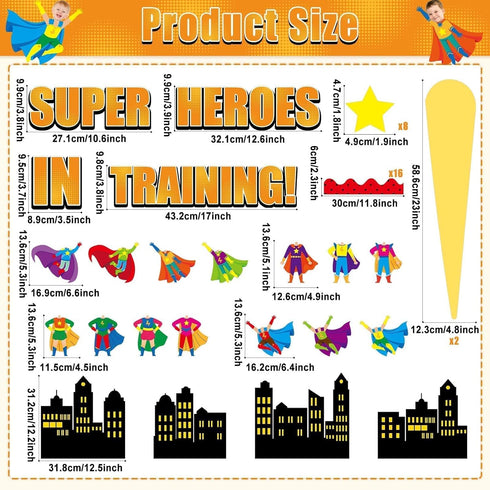 Super Themed Hero Bulletin Board Decoration Set DIY Photo Crafts Hero Themed Bulletin Board Borders Super Themed Hero Paper Cutouts Super Themed H...