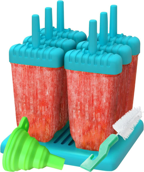 Popsicles Molds, Ozera Set of 6 Reusable Ice Pop Molds, Durable Popcical Molds Popsicle Maker Trays for Popsicles Making, Come with Funnel & Clean...