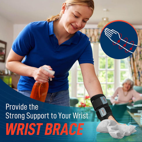 FEATOL Wrist Brace Carpal Tunnel, Night Support Brace with Wrist Splint, Adjustable Straps, Hot/Ice Pack for Women and Men, Left Hand, Medium/Larg...