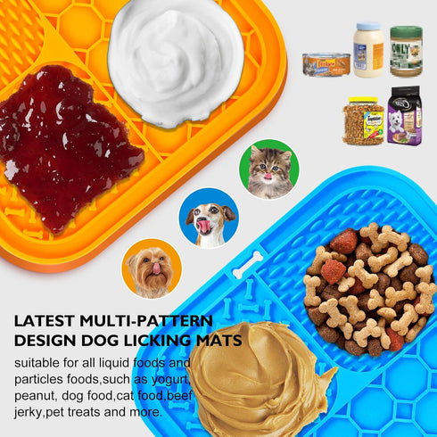 2 PCS Lick Mat for Dogs, Slow Feeder Licking Mat, Anxiety Relief Lick Pad with Suction Cups for Peanut Butter Food Treats Yogurt, Pets Bathing Gro...