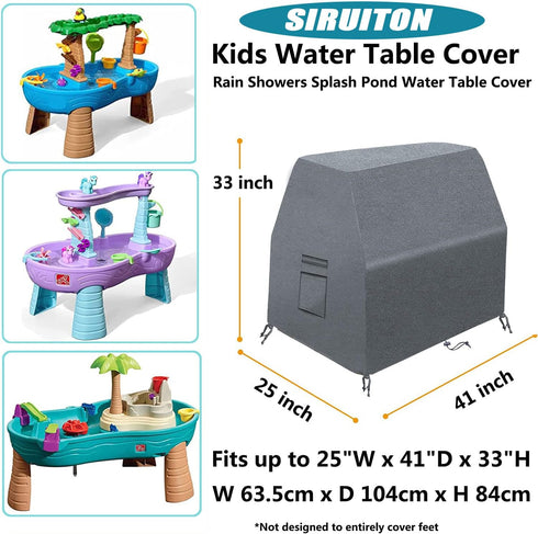 SIRUITON Kids Water Table Cover Fit Step2 Rain Showers Splash Pond Water Table,Waterproof Dust Proof Anti-UV Outdoor Toys Cover-Cover only-Grey...