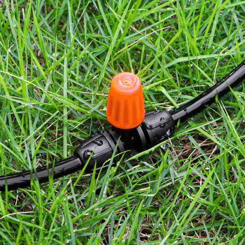 24 Pcs Upgraded Micro Spray Irrigation Drippers for 1/4" Drip Tubing, Adjustable Three-Way Atomizing Nozzle Irrigation Emitters Tee Misting Drippe...