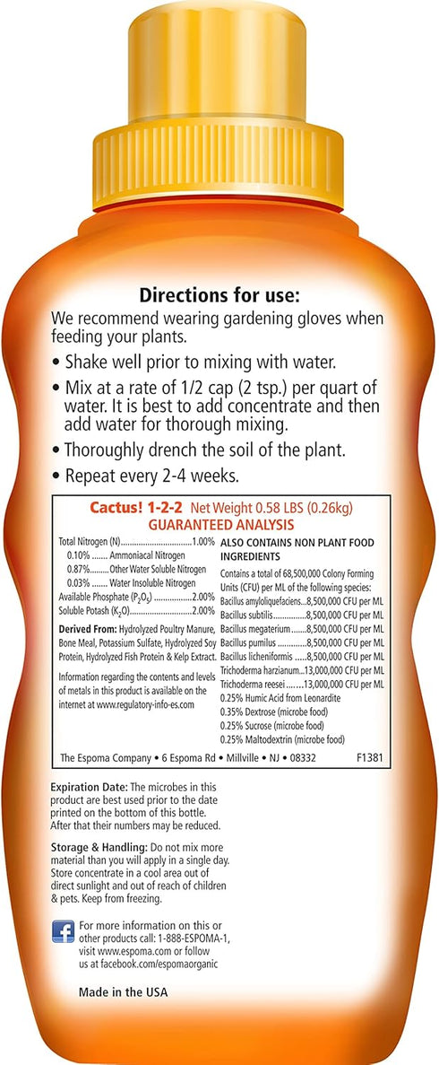 Espoma Organic Cactus! Plant Food, Natural & Organic Fertilizer for all Cactus, Succulents, Palm, and Citrus both indoors and outdoors, 8 oz, Pack...