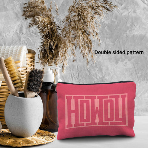 Howdy makeup bag?Pink Howdy, Western makeup bag,Cowgirl Gifts,Howdy cosmetic bag?Western cosmetic bag?Hot Pink Retro Western make up bag?Western g...