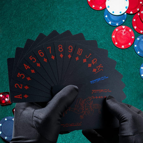 2 Decks Playing Cards Poker Cards Deck of Cards Premium Black Poker Cards Waterproof Plastic Cards with Gift Box,Game Tools for Family Game Party-...