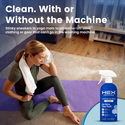 HEX Performance Deodorizing Spray, Fresh & Clean, 12oz (Pack of 2) - Awesome for Shoes, Gear, Activewear & Fabrics, Yoga Mats & Gym Equipment, Car...