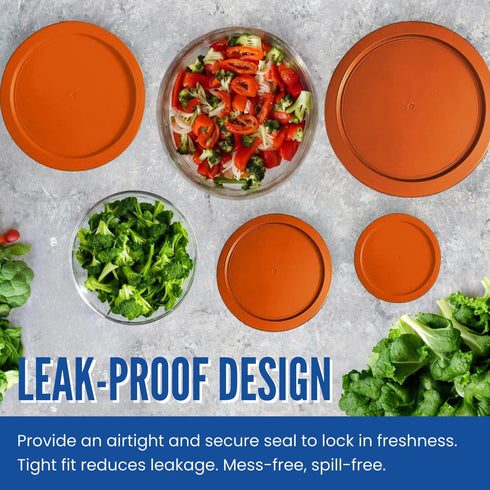 Replacement Lid for Pyrex 6" Storage Plastic Cover 4 Cup Bowl 7201-PC Orange (4-Pack)...
