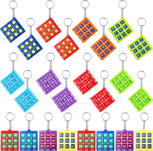 24 Pack Mini Tic Tac Toe Keychain Multicolors Tic-Tac-Toe keyholders Portable Tic-Tac-Toe Games Keyrings for Kids Backpack Clip Birthday Party Fav...