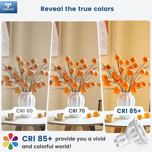 Torkase GU10 LED Bulb, Dimmable GU10 MR16 LED Bulbs 2700K Warm White, 120V 500LM Track Light Bulbs 5W 50W Equivalent, 90% Energy Saving, 40 Degree...