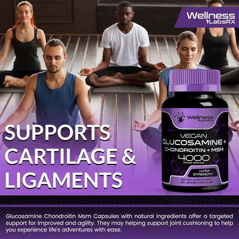 Glucosamine Chondroitin MSM - 4000mg - Joint Support Supplement, Glucosamine Chondroitin Capsules, Helps with Back Pain, Knee Pain Relief, Joint P...