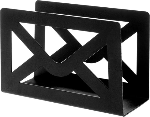 MyGift Black Metal Desktop Mail Holder with Cutout Envelope Design Home and Office Desk Letter Organizer...